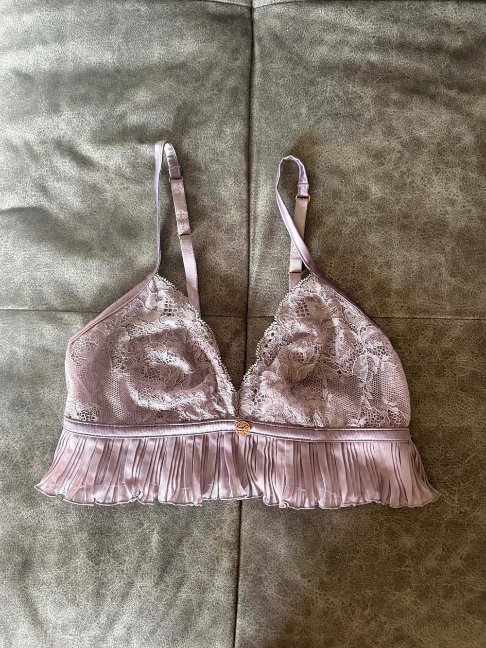 5/$25 M&S Rosie Lilac Pleated Lace Bralette 2